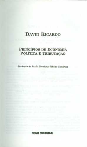 Princípios da Economia Política e Tributação