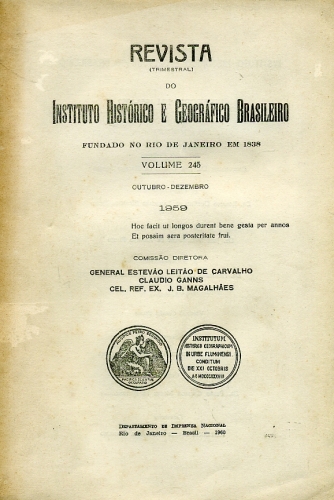Revista do Instituto Histórico e Geográfico Brasileiro (Volume 245 - 1959)