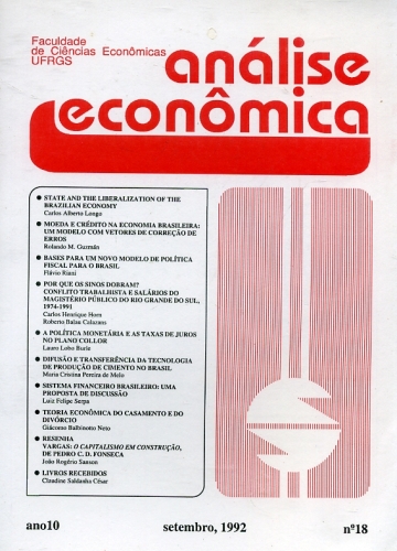 Análise Econômica (Nº 18, Ano 10)
