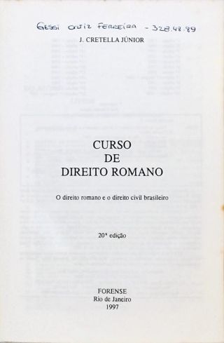 Curso de Direito Romano