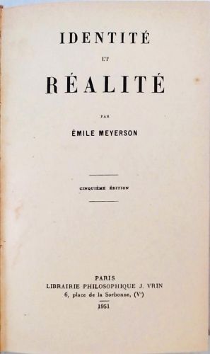 lIdentité et Réalité