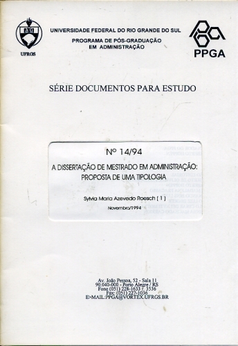 A Dissertação de Mestrado em Administração: Proposta de uma Tipologia