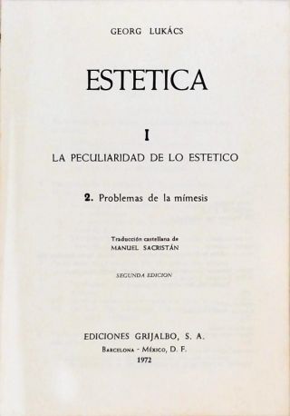 Estetica - La Peculiaridad de lo Estetico - Vol. 2