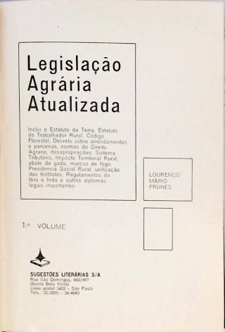 Legislação Agrária Atualizada - Em 2 Volumes