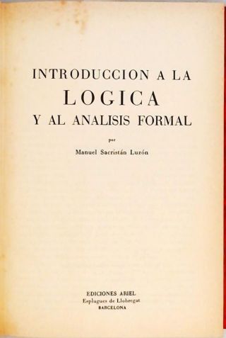 Introducción a la Lógica y al Analisis Formal