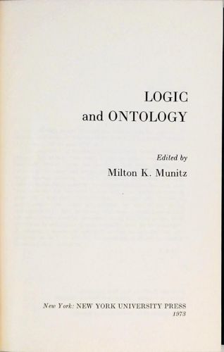 Logic and Ontolgy