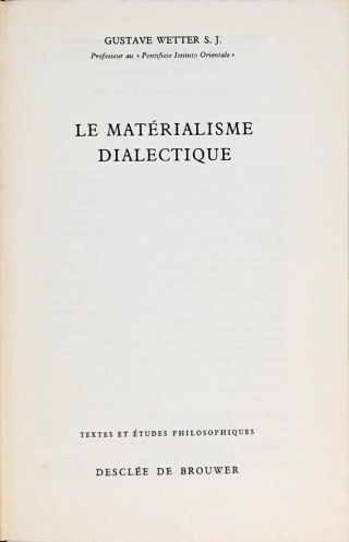 Le Matérialisme Dialectique