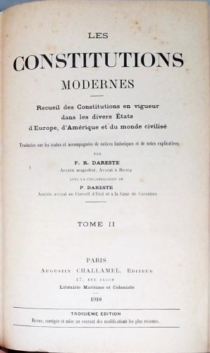 Les Constitutions Modernes - Tome II