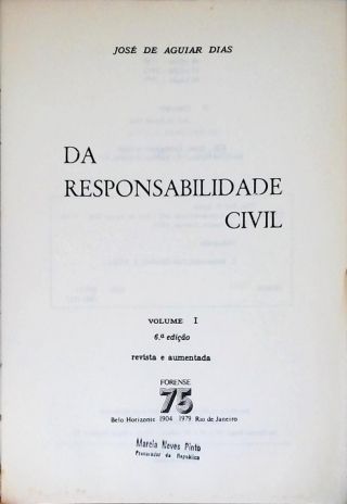 Da Responsabilidade Civil - Em 2 Volumes