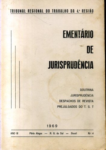 Ementário de Jurisprudência (Ano III - n°4 - 1969)