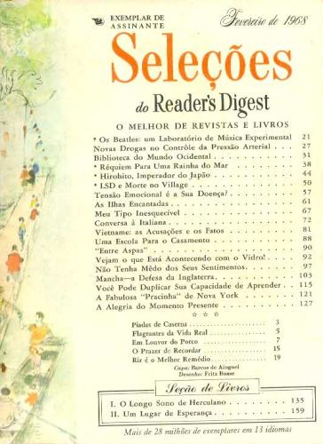Revista Seleções Readers Digest (Tomo LII, Nº 313, Fevereiro 1968)