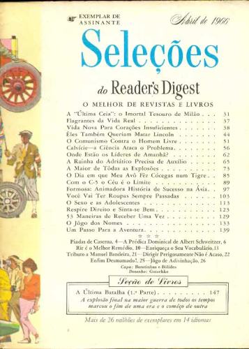 Revista Seleções Readers Digest (Tomo XLIX, Nº 191, Abril de 1966