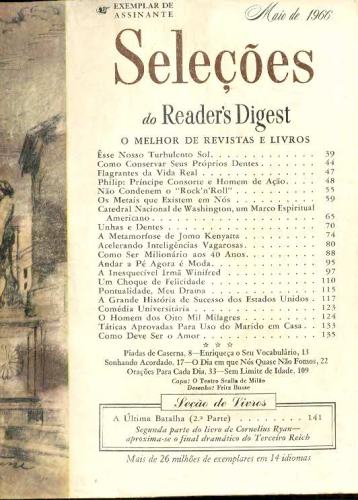 Revista Seleções Readers Digest (Tomo XLIX, Nº 292, Maio de 1966)