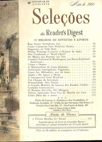 Revista Seleções Readers Digest (Tomo XLIX, Nº 292, Maio de 1966)