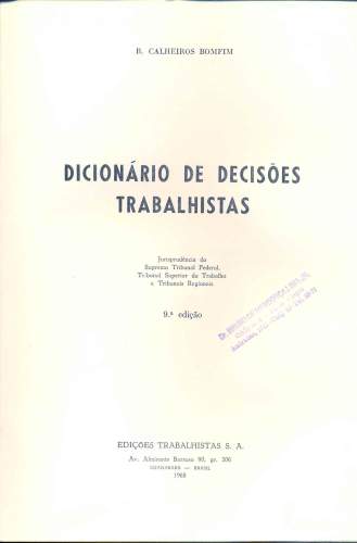 Dicionário de Decisões Trabalhistas