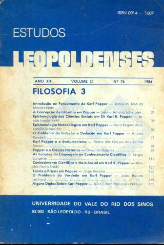 Revista Estudos Leopoldenses (Ano XX, Volume 21, Nº 76, 1984)