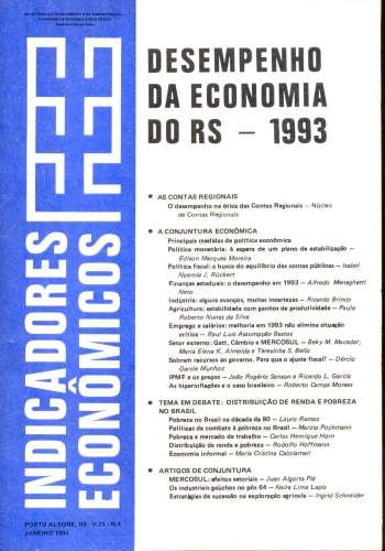 Indicadores Econômicos FEE: Desempenho da Economia do RS - 1993