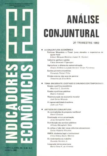 Indicadores Econômicos FEE: Análise Conjuntural 2° Trimestre 1992