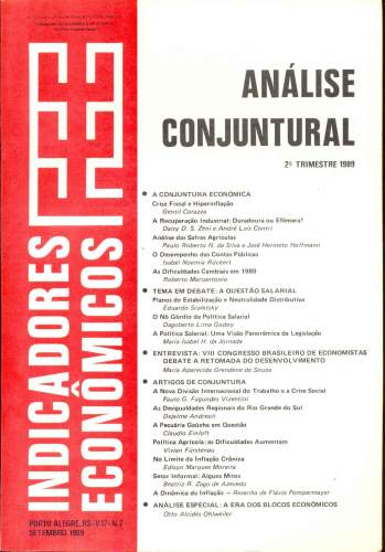 Indicadores Econômicos FEE: Análise Conjuntural 2° Trimestre 1989