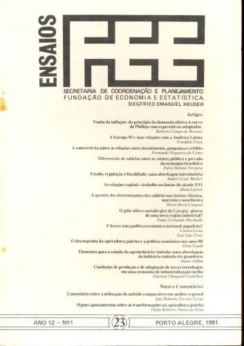 Ensaios FEE (Ano 12 - n° 1)