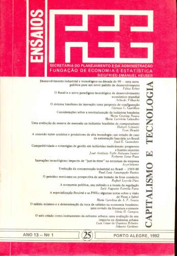 Ensaios FEE: Capitalismo e Tecnologia (Ano 13 - Número 1)