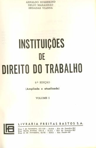 Instituições de Direito do Trabalho (Volume 1)