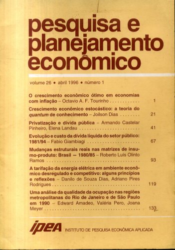 Pesquisa e Planejamento Econômico (Volume 26 - nº1 - abril 1996)