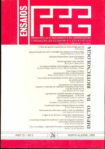 Ensaios FEE: Impacto da Biotecnologia (Ano 13, Nº2, 1992)