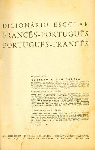 Dicionário escolar: Françês-português Potuguês-françês