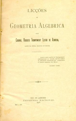 LICÇÕES DE GEOMETRIA ALGEBRICA