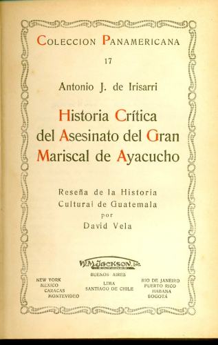 Historia Crítica del Asesinato del Gran Mariscal de Ayacucho