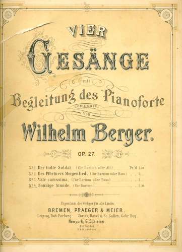 Vier Gesänge mit Begleitung de Piano Forte. Op. 27: Sonnige Stunde