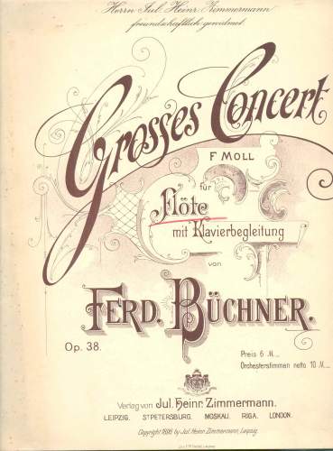 Grosses Concert. F Moll für Flöte mit Klavirbegleitung. Op. 38.