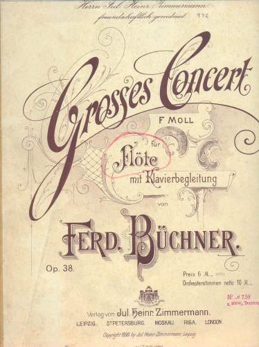 Grosses Concert- F Moll für Flöte mit Klavierbegleitung . Op. 38.