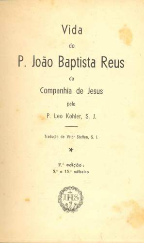 Vida do P. João Baptista Reus