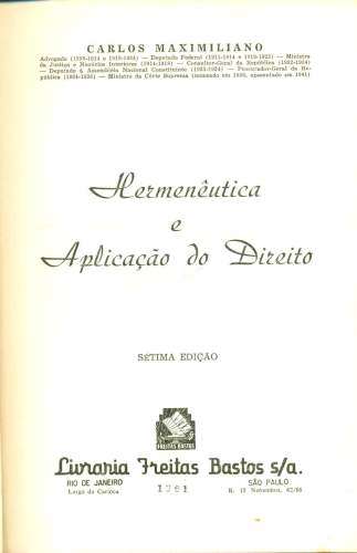 A Hermenêutica e Aplicação do Direito