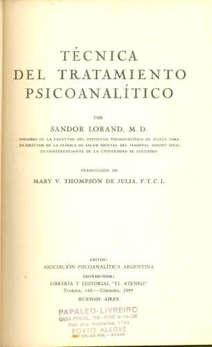 Técnica del Tratamiento Psicoanalítico