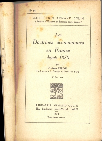 Les Doctrines Économiques en France depuis 1870