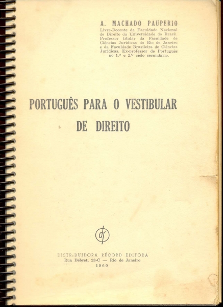 Português para o Vestibular de Direito - 1960