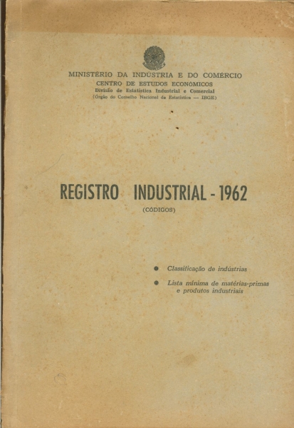 Registro Industrial - 1962 (Códigos)