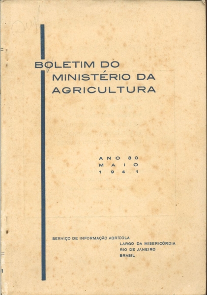 Boletim do Ministério da Agricultura (Ano 30 / nº 5 / Maio de 1941)