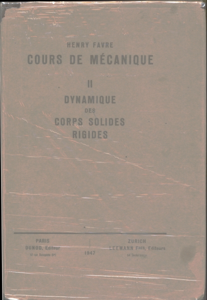 Cours de Mécanique II - Dynamique des Corps Solides Rigides
