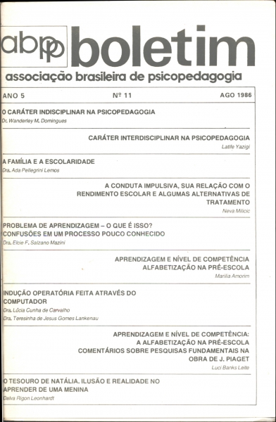 ABPP Boletim Associação Brasileira de Psicopedagogia Agosto/1986