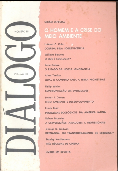 Diálogo (Vol. III, nº III, 1970) Especial: O Homem e a Crise do Meio Ambiente