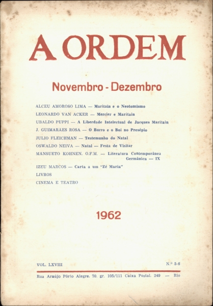 Revista A Ordem nº 5/6 Nov/Dez 1962