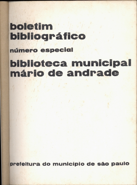 Boletim Bibliográfico - Biblioteca Municipal Mário de Andrade - 1970