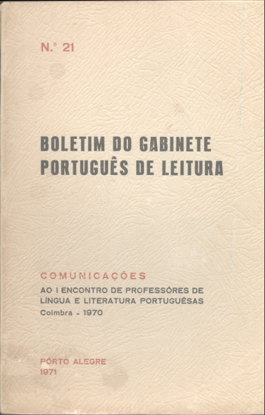 Boletim do Gabinete Português de Leitura (Vol. 7, Nº 21, 1971)