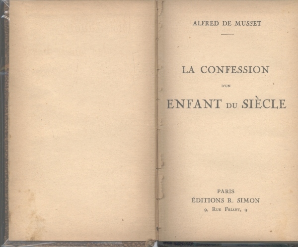 La Confession d un Enfant du Siècle (A Confissão de um filho do Século)