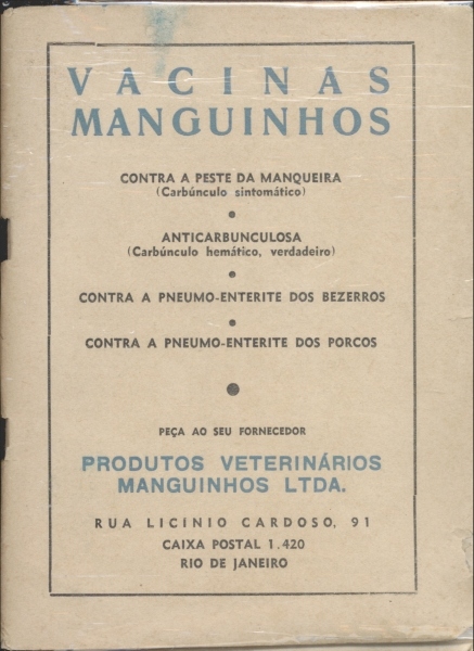 Revista Seleções Agrícolas - Vacinas Manguinhos (Ano VI - Nª 62 - Jun. 1951)