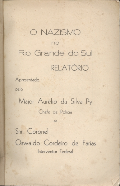 O Nazismo no Rio Grande do Sul - Relatório